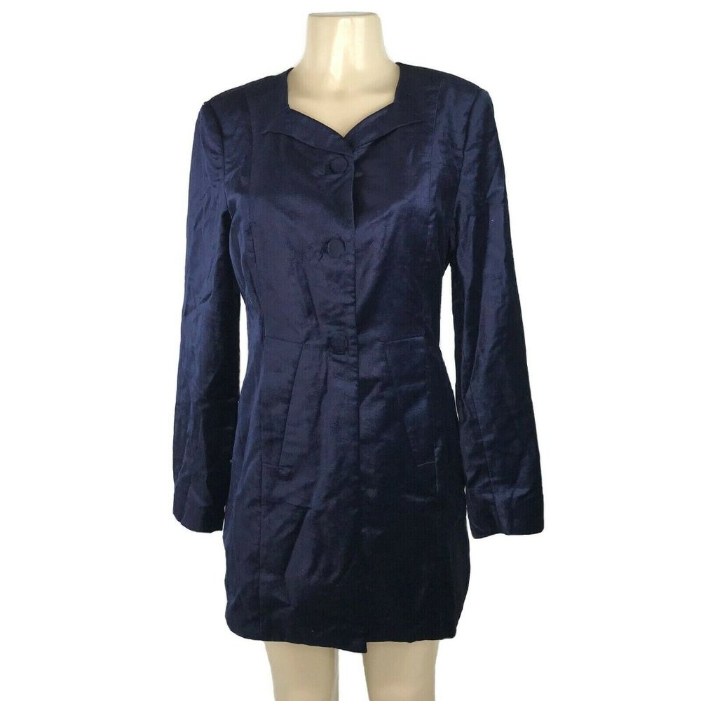 CAbi The Entrance Coat Velvet Buttons Blue #3489 - Picture 2 of 11